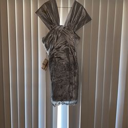 JJ’s House, Dress, Sliver, Bust 43.50” Waist 40.60”