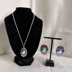 Easter Egg pendant necklace and earrings