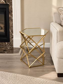 Gold Geometric Side Table