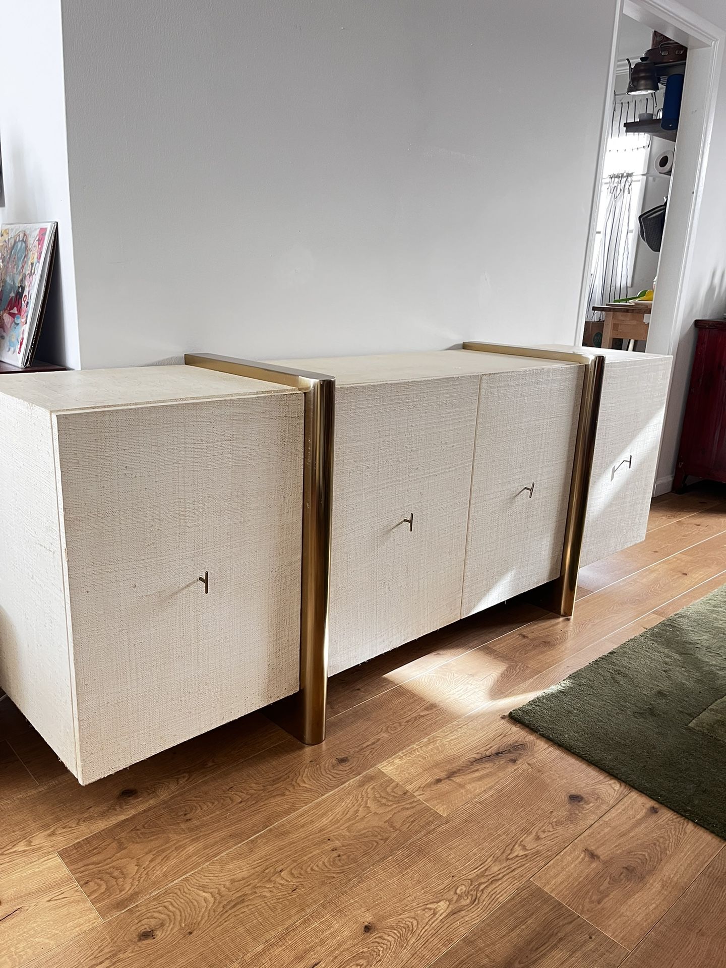 CB2 Dorset 81" White Lacquered Linen Credenza