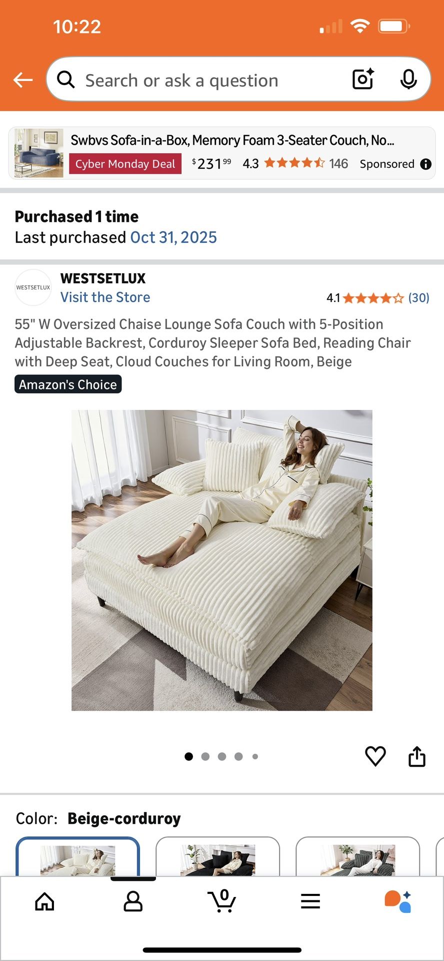 Brand new oversize chaise lounge chair