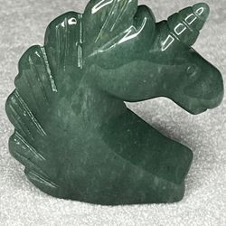 Natural Green Aventurine Unicorn Head Carving