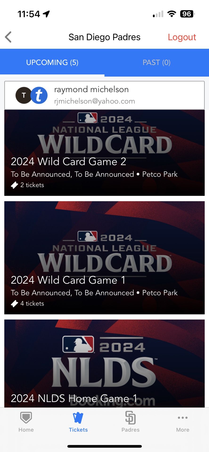 Postseason Padres Tickets Wildcard Round Nlds Nlcs Games 1 2 3 Wild Card Up To 4 Tickets PRICE LOWERED!!