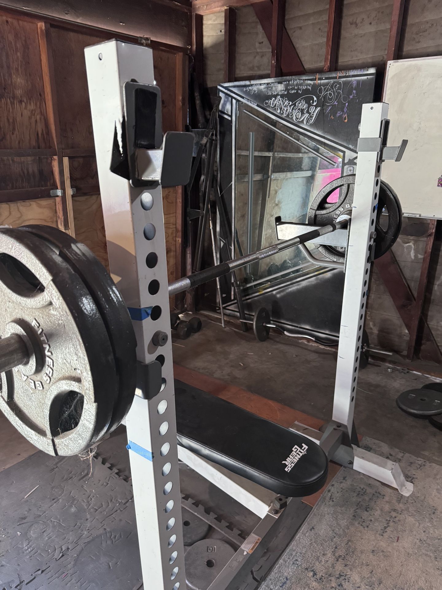 Web Press Rack Pro Bench Press + Rack & Olympic Bar + 180lbs Of Weight for Sale in ...