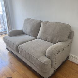 Modern Farmhouse Cream & Grey Loveseat – Cozy & Stylish