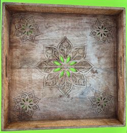 Hand Carved Wooden Serving Tray