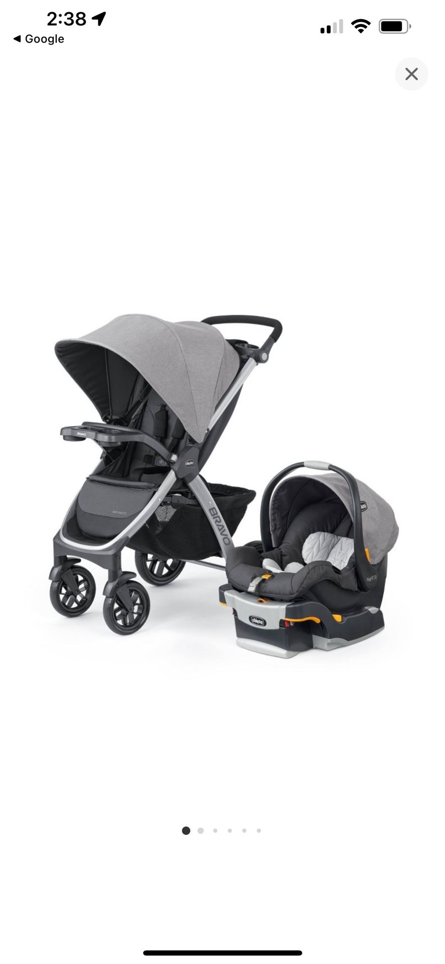 Chicco Bravo 3-in-1 Trio Travel System, Quick-Fold Stroller with KeyFit 30 Infant Car Seat and base / Parker