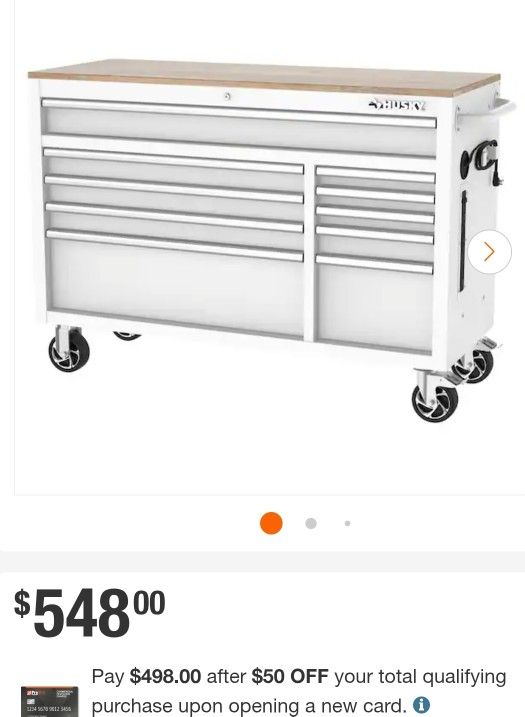 Husky. Modular Tool Storage 52 in. W White Mobile Workbench Cabinet