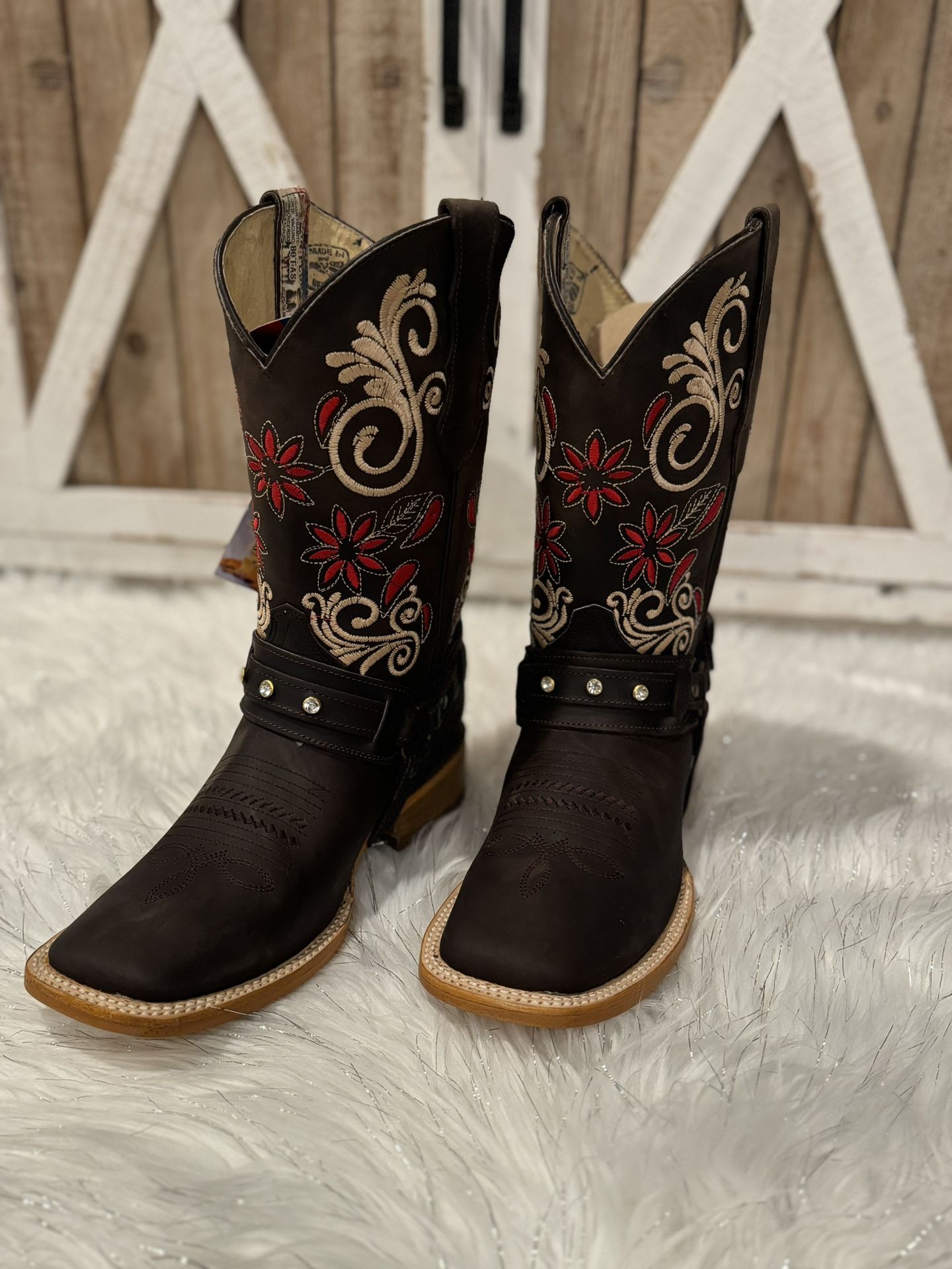 Embroidered Leather Boots