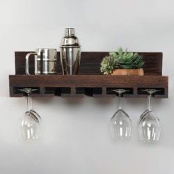 KIAYACI Wall-Mounted Wood Wine Rack 7 Bottles Wine

