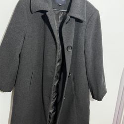 Nautica Womens Wool Blend Grey Button Up Coat Size XL
