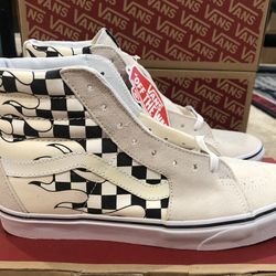 Vans Sk8 Hi Top Shoes (Checker Flame) - Men’s Size 10 - NEW!!!