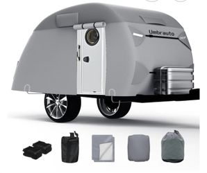 UMBRAUTO TRAILER COVER FITS 10'-12' TRAILERS 7 LAYERS TOP HEAVY DUTY WATERPROOF CAMPER COVER  DIMENSIONS 150"L X 75"W X 75"H