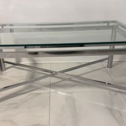 Modern Glass & Chrome Coffee Table – Excellent Condition