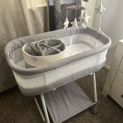 Gently Used Bassinet With Diaper Caddy