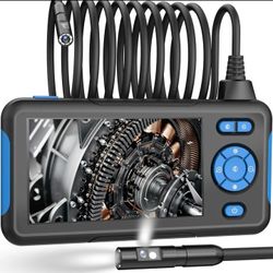 1080P Digital Endoscope Camera, 8.0mm with 4.3" LCD Screen Display, 8 LED Lights, 16.5ft Semi-rigid Cable