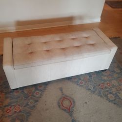 Beige Indoor Bench Ottoman with Storage