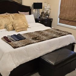 Real Solid Wood Furniture Cherry Brown King Bedroom Set