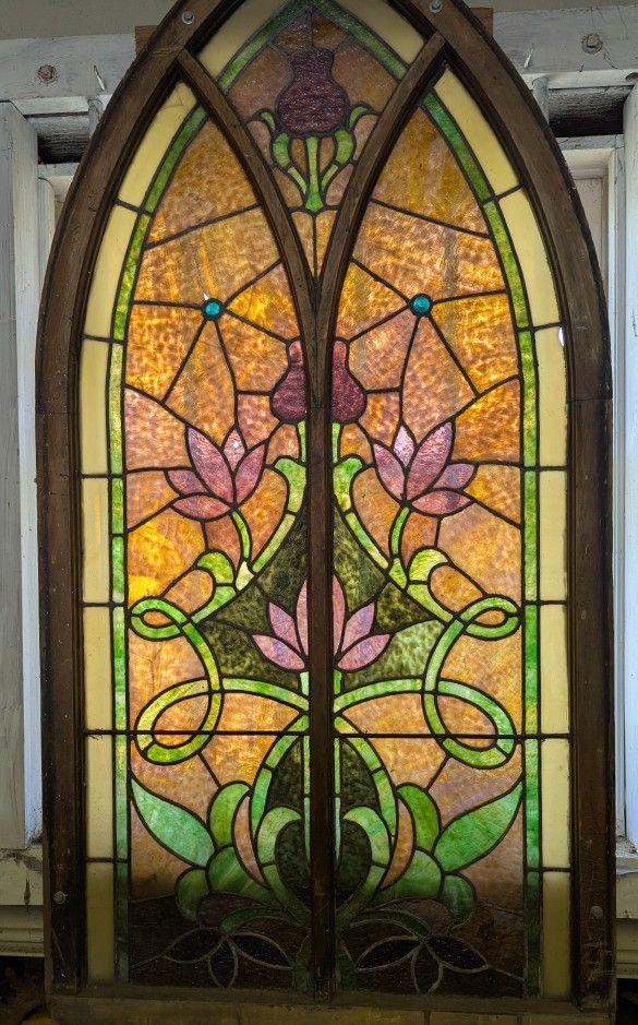 Several Stained Glass Pieces, Antique Light Shades In San Francisco