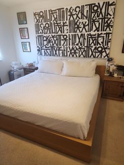 Cali King Size Bed Frame & Mattress like New Spent over 2k