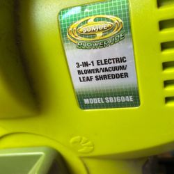 Sun Joe 3 in 1 Electric Blower/Vacuum/Leaf Shredder