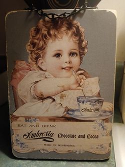 Ambrosia Chocolate and Cocoa Vintage Advertising Sign