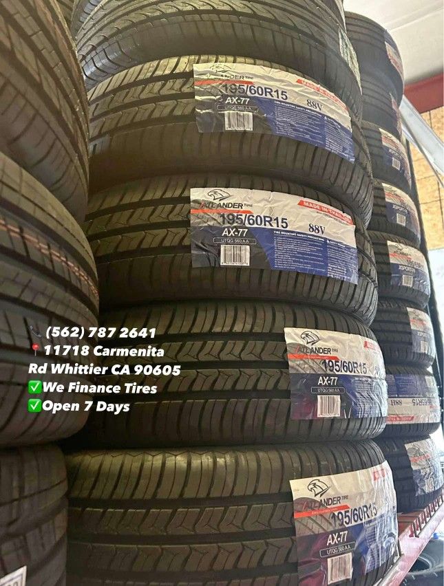 195/60R15 Atlander Set of Tires Installed and Balanced Set de Llantas Nuevas Instaladas y Balanceadas
