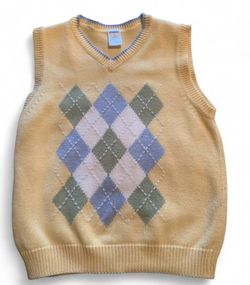 Boy’s Gymboree Yellow and blue argyle sweater vest and plaid shirt. 