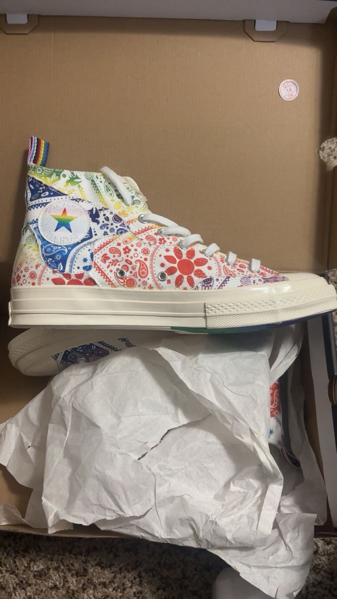 Rainbow Converse Size:means 10.5
