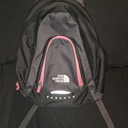 North Face Pandora Mini Backpack Daypack Black With Muted Pink/Purple Zippers
