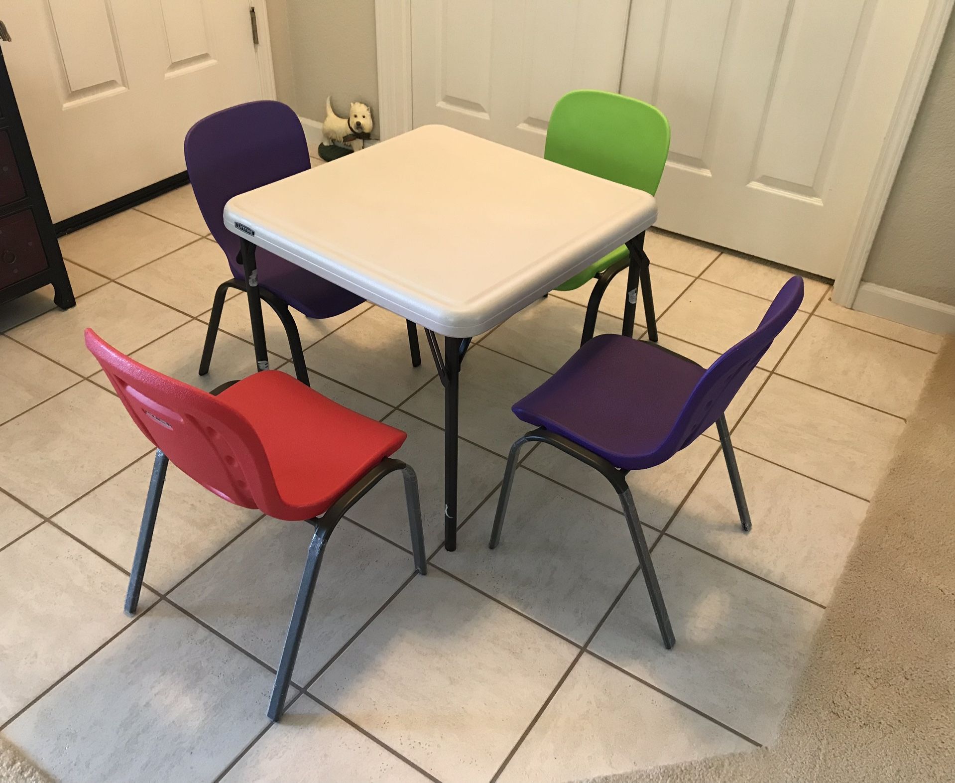LIFETIME CHILDREN FOLDING TABLE & 4 STACKING CHAIRS SET