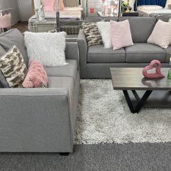 Cute Grey Sofa & Loveseat Set
