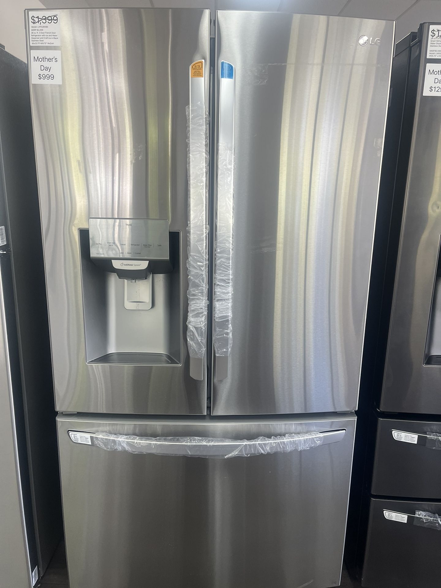 Mother’s Day/ Now$999 Was$2899  Model:LHFS28XBS. Stainless Steel Refrigerator & Freezer 