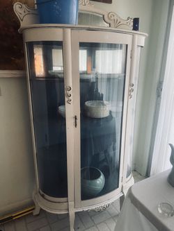 Antique Curved Glass Cabinet 