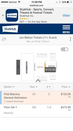 4 floor general admission tickets- Jon Bellion