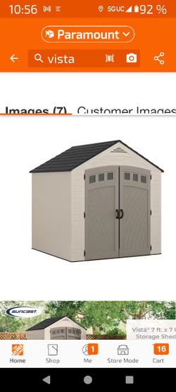 SUNCAST Vista 7 Ft W X 7 Ft D Plastic Shed
