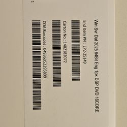 Window Server Datacenter 2025 DSP DVD with lic key