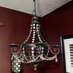 Beautiful Metal, Black & Rhinestones Candles Chandelier