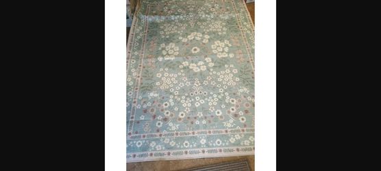 Vintage Floral Area Rug - Sage Green, 8x10, Non-Slip