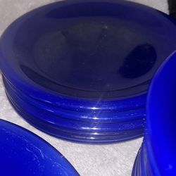 Off Set Of Gibson Blue Colbat Dinnerware Used 