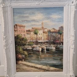 STUNNING Large John Clark Oil Painting Ornate Frame 