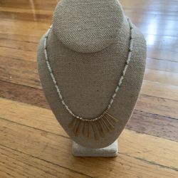 LOFT Antique Gold Tone Beaded Starburst 14-16” Statement Necklace