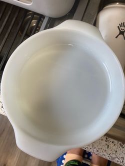 White Milk Glass Casserole Dish with Handles