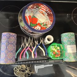 Jewelry Making Material Bundle, Braiding Cord, Beads, Ring Sizer Kit,  Various Items