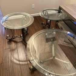Set Of 3 Glass Top Coffee Tables