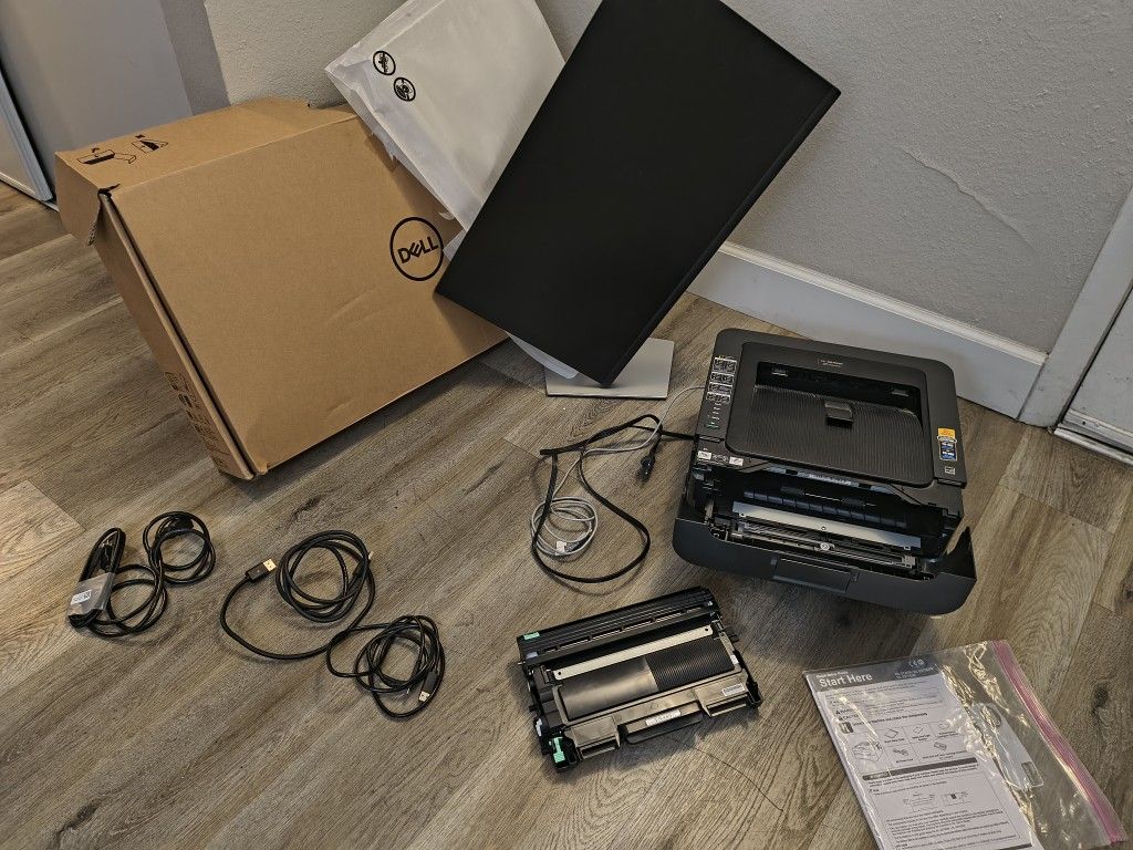Brother Printer w/ New Ink Cartridge & 27in Dell Monitor