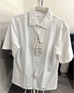 Zara White Short Sleeve Button-Up Shirt