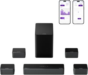 Surround Sound System for TV with Dolby Atmos, 460W Sound Bar for TV with 6.5" Subwoofer, APP Control, 4 Wired Surround Speakers, Home Theater Sound S