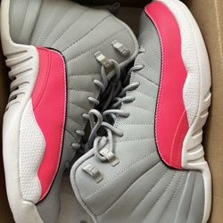 Jordan 12 - Wolf Grey Racer Pink - Size 7Y