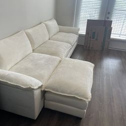 Beige/ Cream 3 Pc Sofa With Ottoman